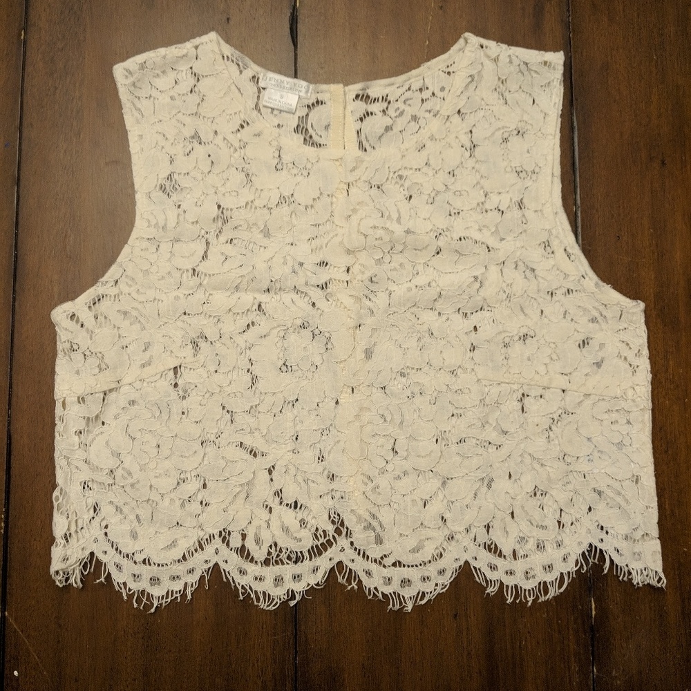 Jenny Yoo - Anthropologie Cleo Lace Crop Ivory Top
